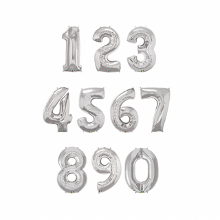Giant Silver Number Balloon (discontinued) - BAM Party and Events