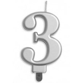 Silver Number Candle - BAM Party and Events