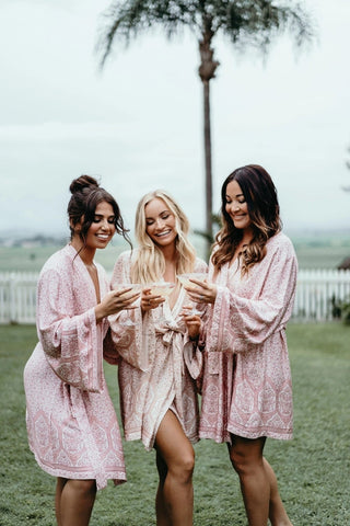 Daisy Kimono Robe Dusty Pink - BAM Party and Events