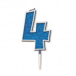 Blue Glitter Number Candle - BAM Party and Events