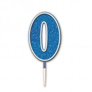 Blue Glitter Number Candle - BAM Party and Events