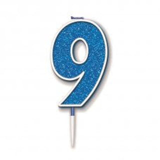 Blue Glitter Number Candle - BAM Party and Events