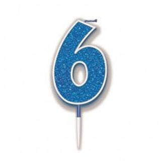 Blue Glitter Number Candle - BAM Party and Events
