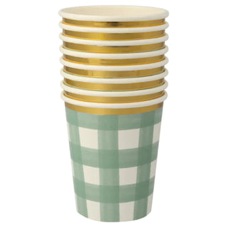 Green Gingham Cups - BAM Party and Events