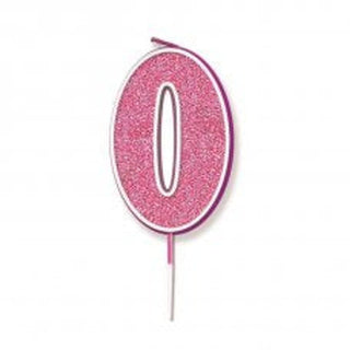 Pink Glitter Number Candle - BAM Party and Events