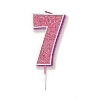 Pink Glitter Number Candle - BAM Party and Events