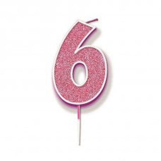 Pink Glitter Number Candle - BAM Party and Events
