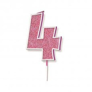 Pink Glitter Number Candle - BAM Party and Events