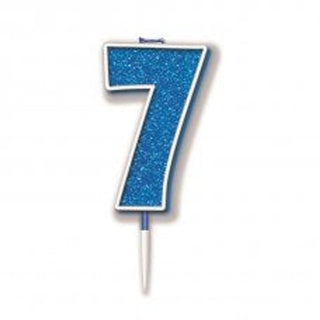 Blue Glitter Number Candle - BAM Party and Events