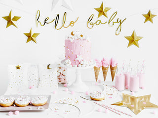 pink white and gold baby shower decor