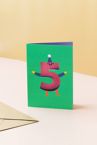 Age  5 Die Cut Birthday Card