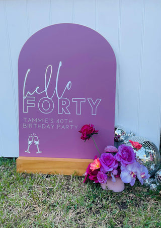 Musky Pink Arch Custom Welcome Sign HIRE