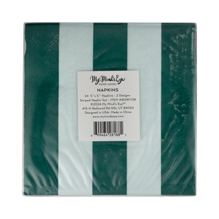 Red & Green Striped Cocktail Napkins