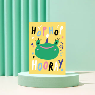 "Hop Hop Hooray" Frog Birthday Card