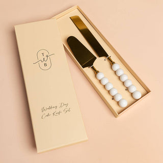 Cake Knife + Server - White Bubble - BAM Party and Events