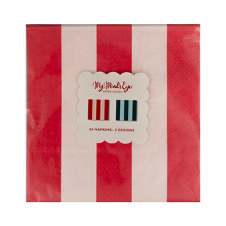 Red & Green Striped Cocktail Napkins