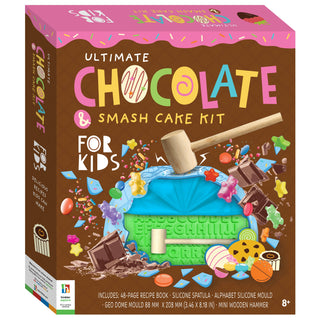 Chocolate smash cake kit for kids with colorful packaging and toy hammer