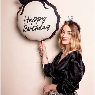 Happy Birthday Black Bow Foil Balloon