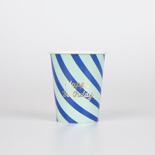 Stripe Happy Birthday Cups