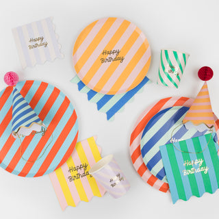 Stripe Happy Birthday Cups