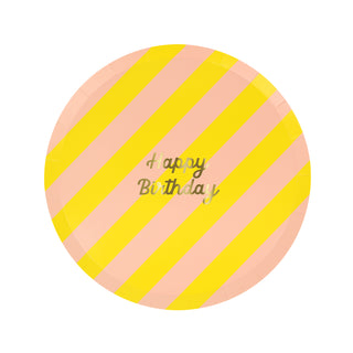 Stripe Happy Birthday Side Plates