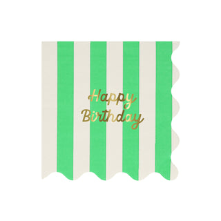 Stripe Happy Birthday Large Napkins