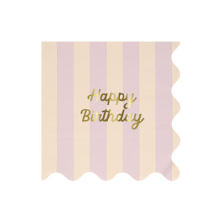 Stripe Happy Birthday Large Napkins