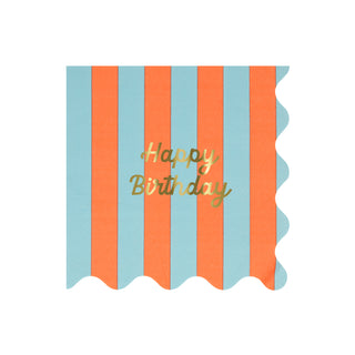 Stripe Happy Birthday Large Napkins