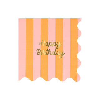 Stripe Happy Birthday Large Napkins