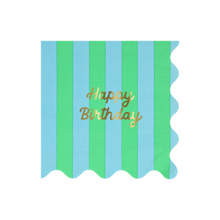 Stripe Happy Birthday Large Napkins