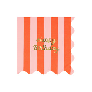 Stripe Happy Birthday Large Napkins