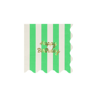 Stripe Happy Birthday Small Napkins