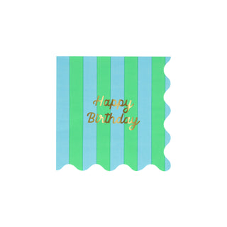 Stripe Happy Birthday Small Napkins