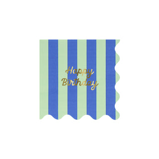 Stripe Happy Birthday Small Napkins