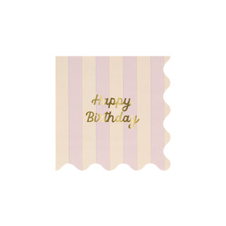 Stripe Happy Birthday Small Napkins