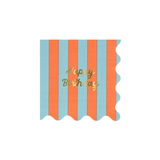 Stripe Happy Birthday Small Napkins