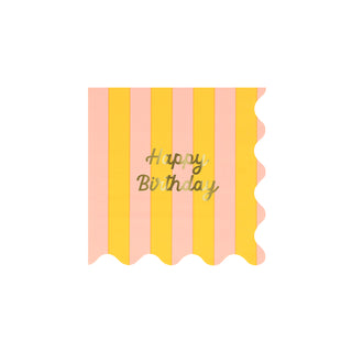 Stripe Happy Birthday Small Napkins