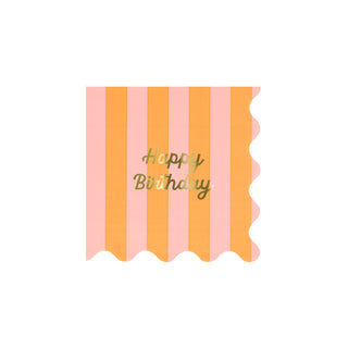 Stripe Happy Birthday Small Napkins