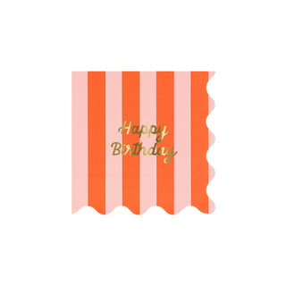 Stripe Happy Birthday Small Napkins