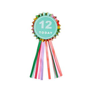 Colorful birthday ribbon with number 12 on a white background