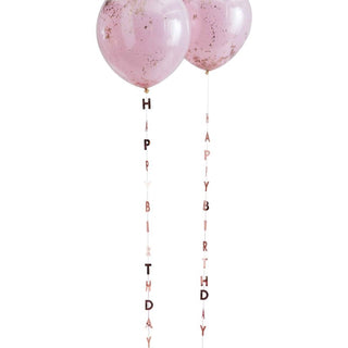 Rose Gold Happy Birthday Balloon Tails (Pack of 5) - BAM Party and Events