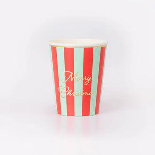 Striped Merry Christmas Cups