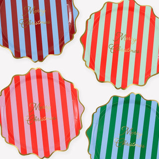Striped Merry Christmas Dinner Plates