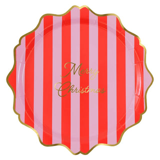 Striped Merry Christmas Dinner Plates