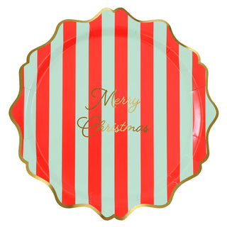 Striped Merry Christmas Dinner Plates