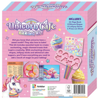 Unicorn Cafe baking kit packaging with pink and blue design