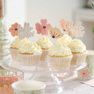 Floral Baby Shower Cupcake Topper