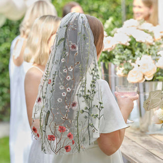 Embroidered Floral Hen Party Veil