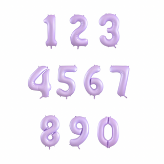 Giant Pastel Lilac Number Foil Balloon - INFLATED