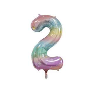 Giant Pastel Rainbow Number Balloon - INFLATED